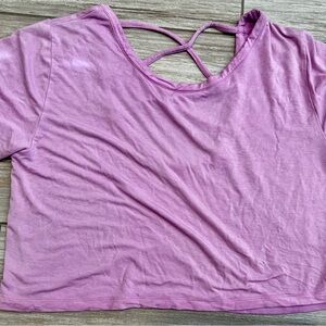 American Eagle Outfitters Lavender Crop Top with Crisscross Back
